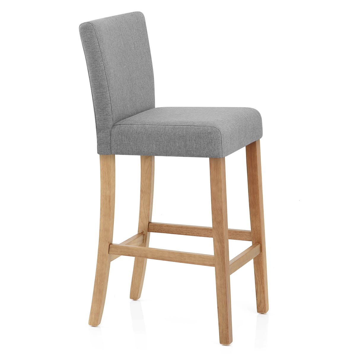 Cornell Oak Bar Stool Light Grey Fabric