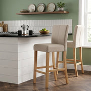 Cornell Oak Bar Stool Tweed Fabric