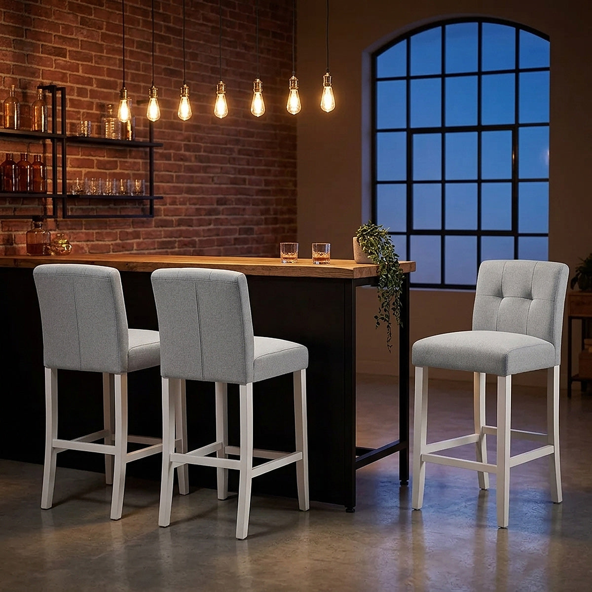 Crawford Bar Stool Grey Fabric