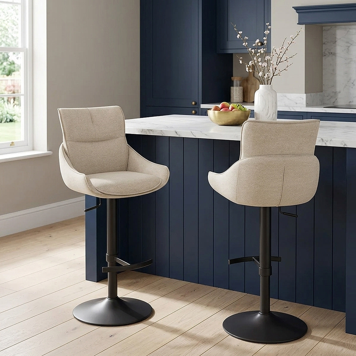 Creed Bar Stool Beige Fabric