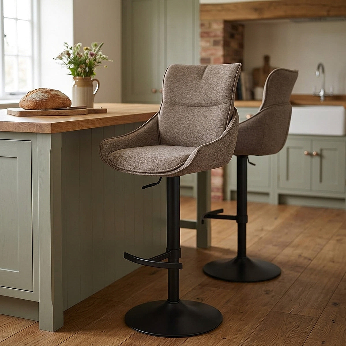 Creed Bar Stool Brown Fabric