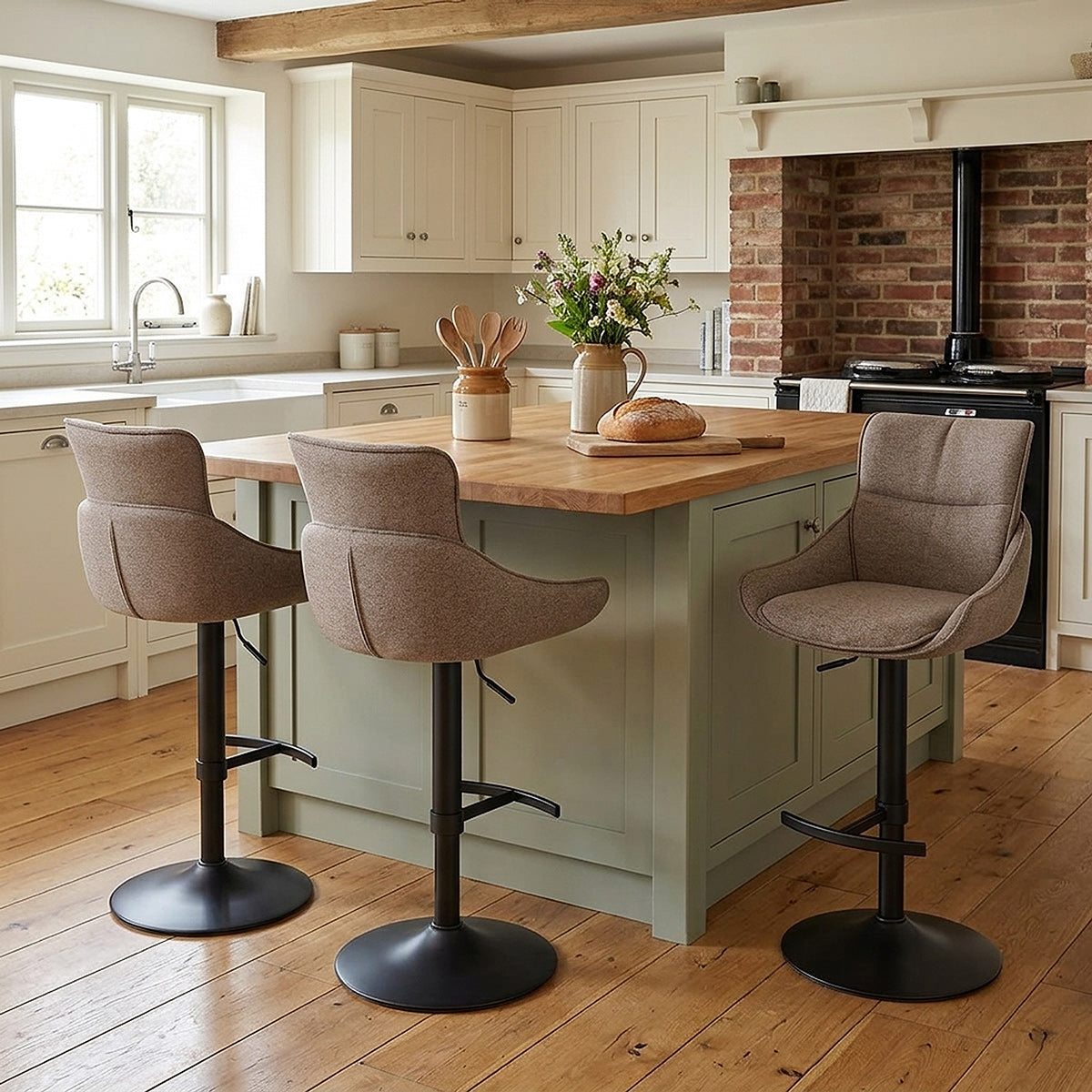Creed Bar Stool Brown Fabric
