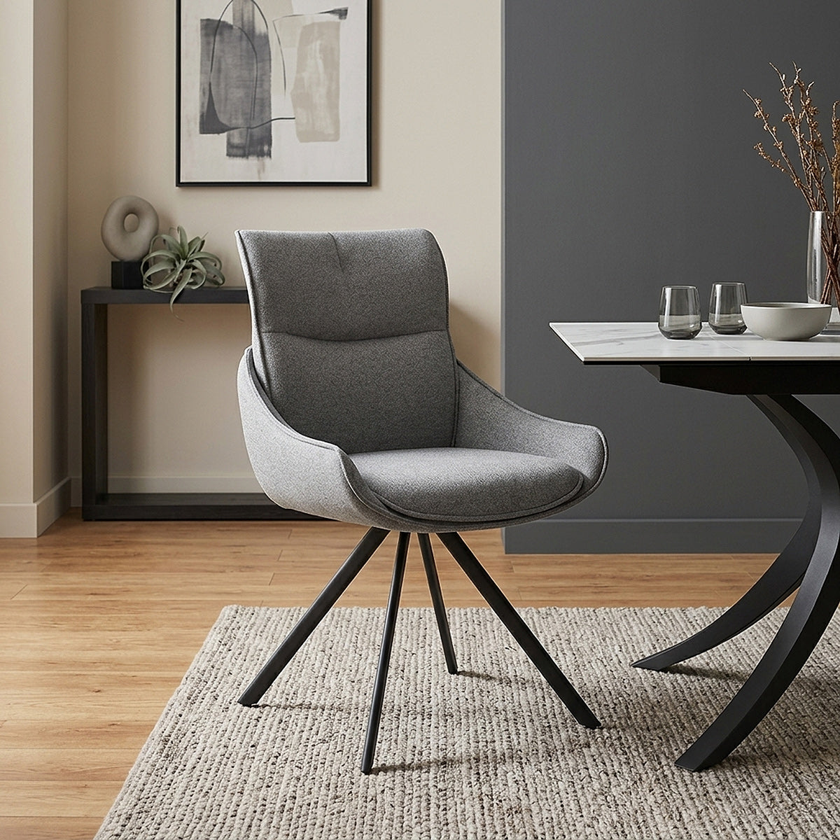 Creed Dining Chair Light Grey Fabric
