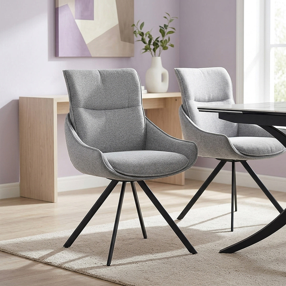Creed Dining Chair Light Grey Fabric