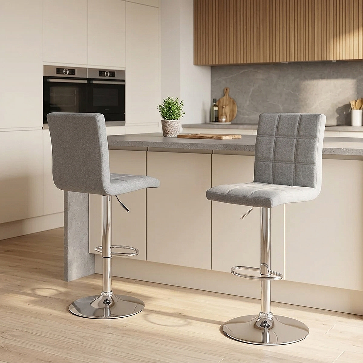 Criss Cross Bar Stool Grey Fabric
