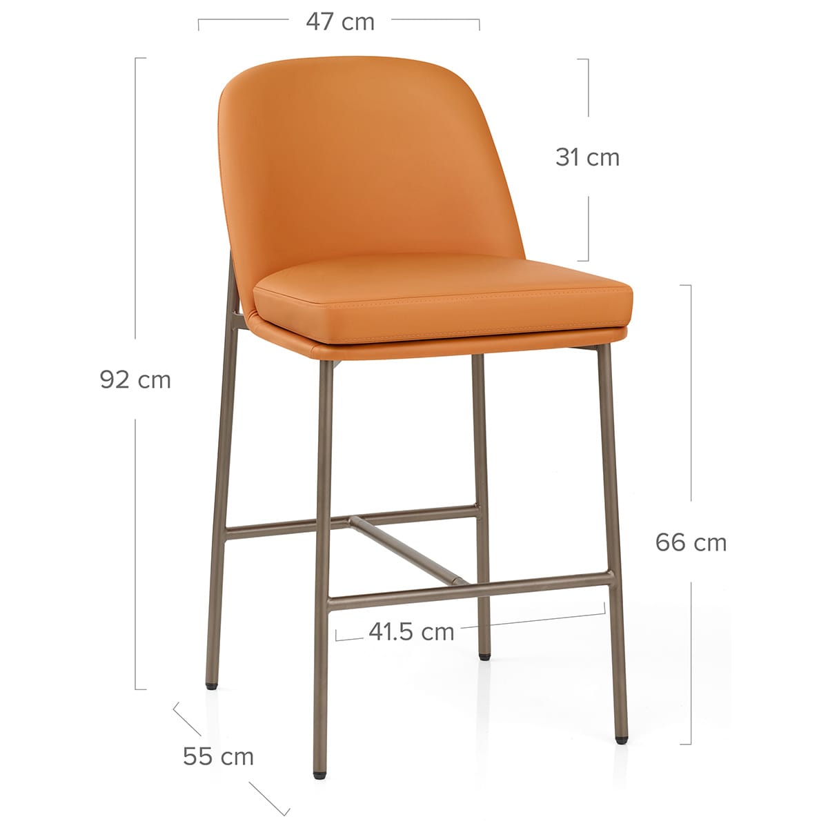 Cruz Real Leather Stool Orange