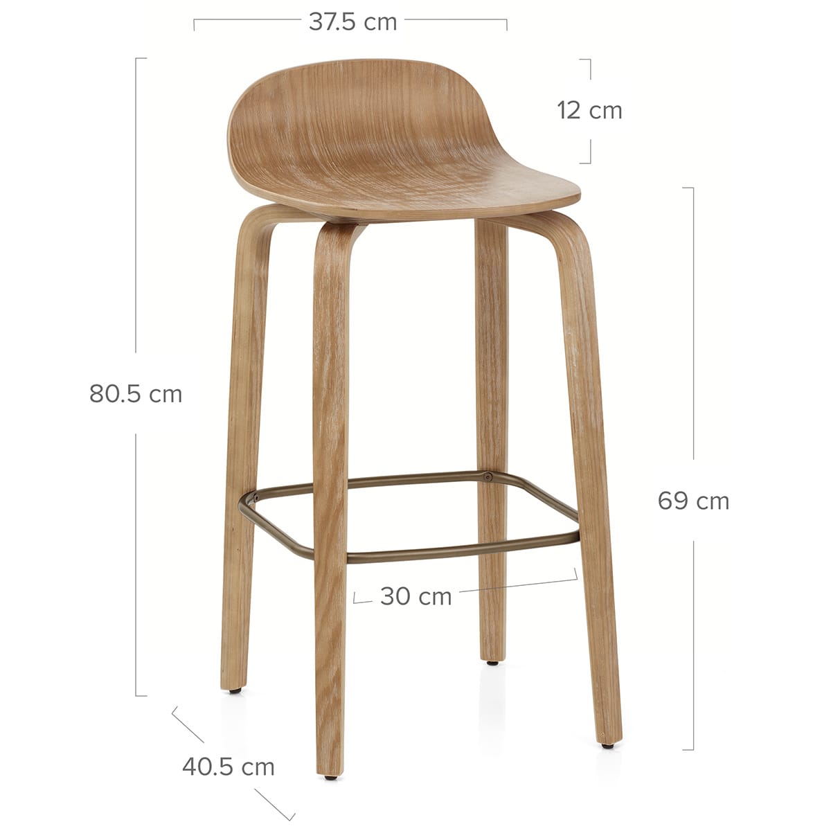 Curve Bar Stool Antique Oak