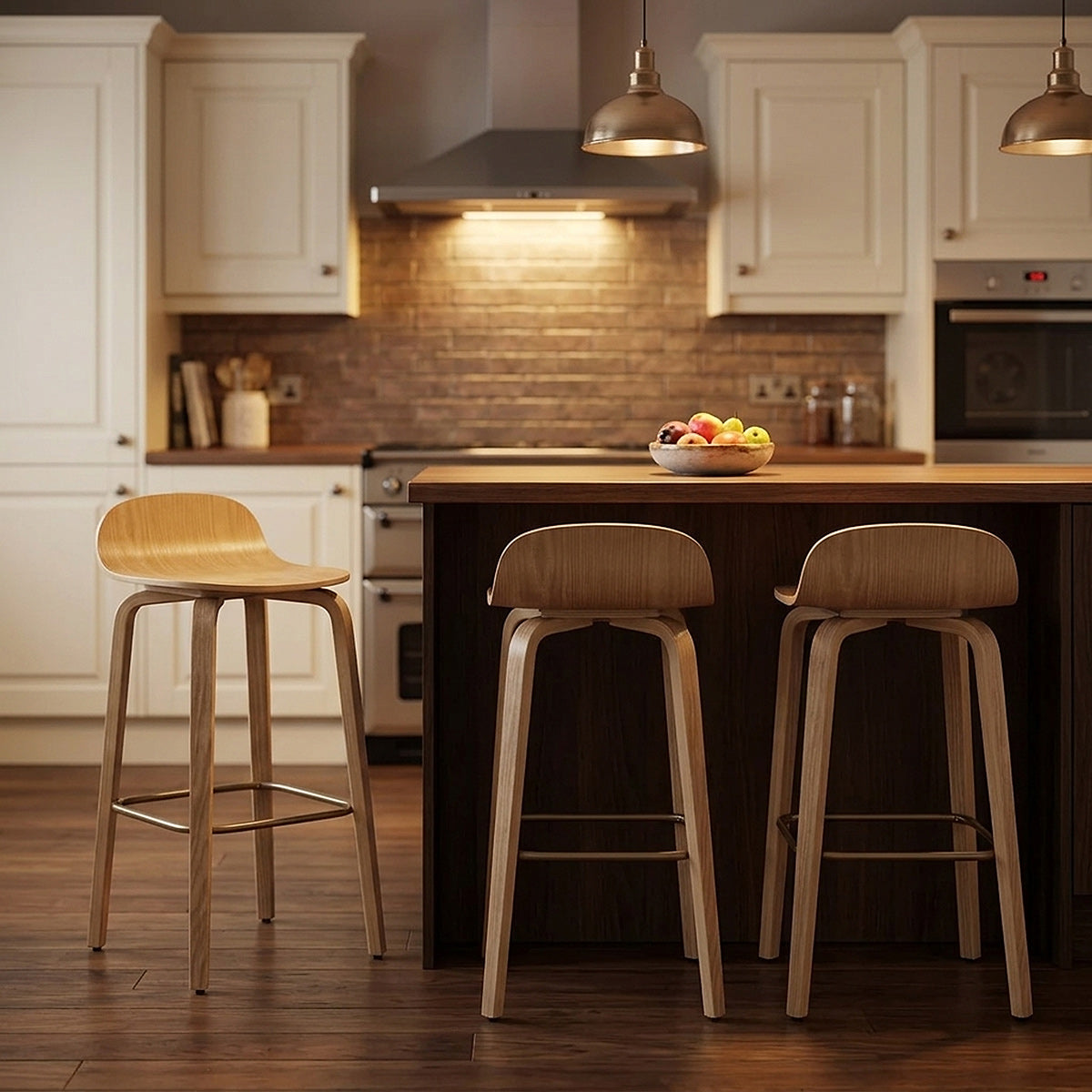 Curve Bar Stool Antique Oak