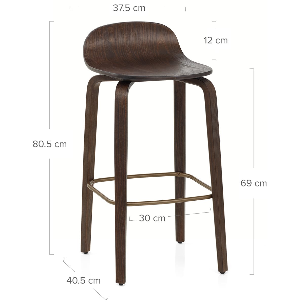Curve Bar Stool Antique Walnut
