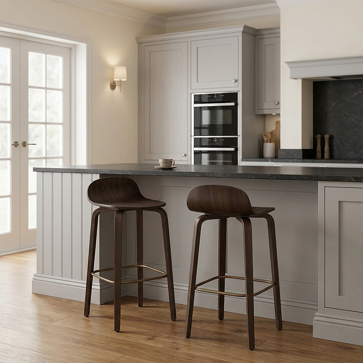 Curve Bar Stool Antique Walnut
