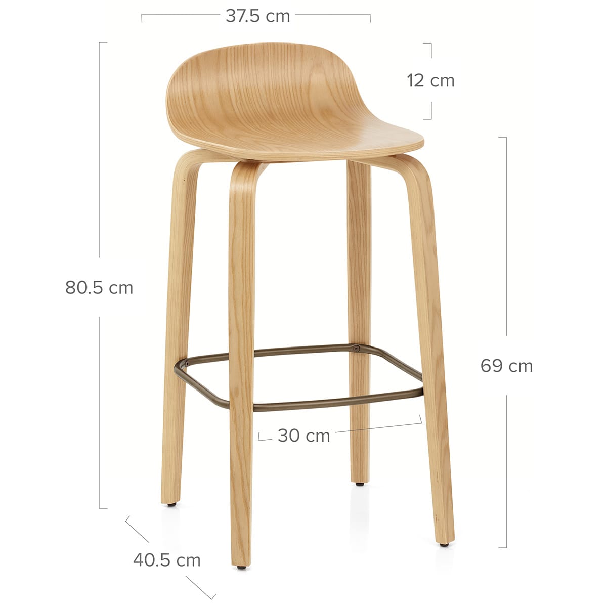 Curve Bar Stool Polished Oak