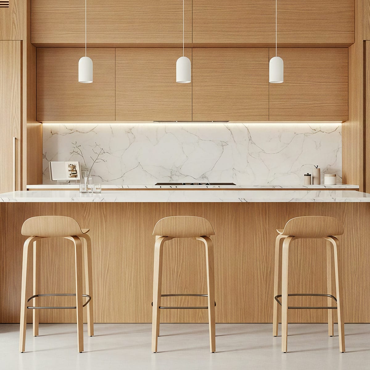 Curve Bar Stool Polished Oak