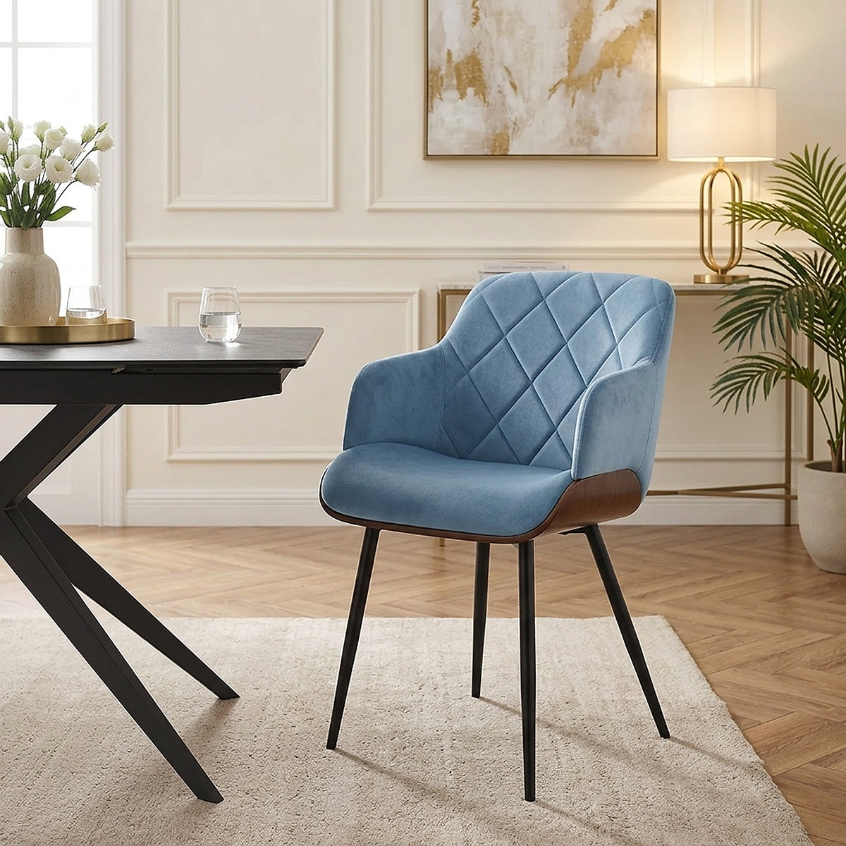 Dakota Dining Chair Blue Velvet