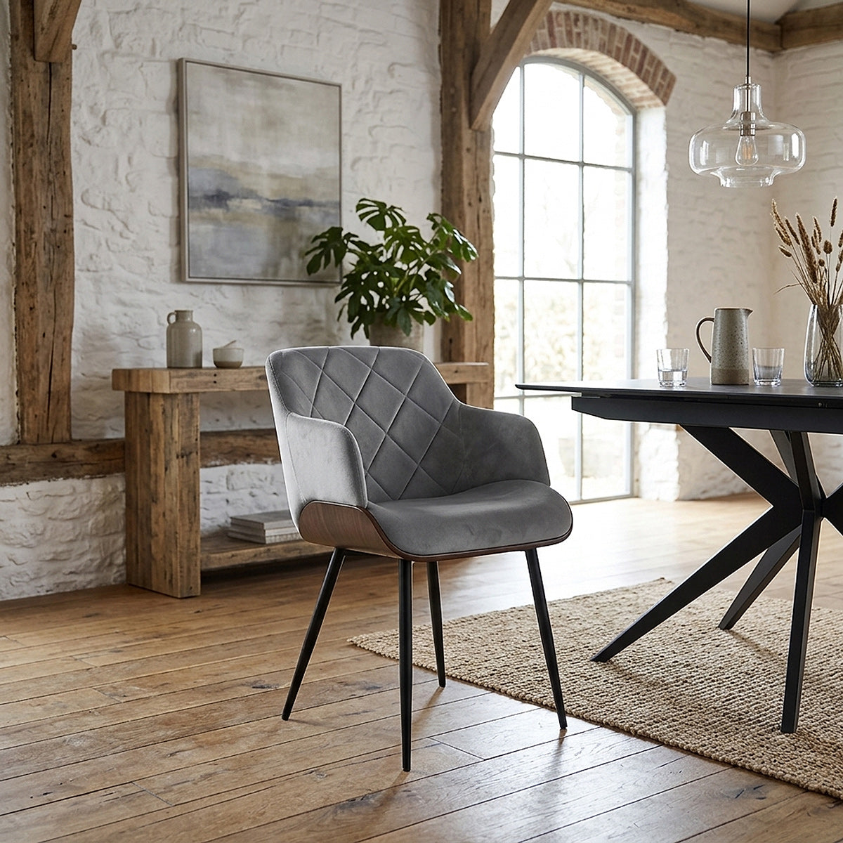 Dakota Dining Chair Grey Velvet