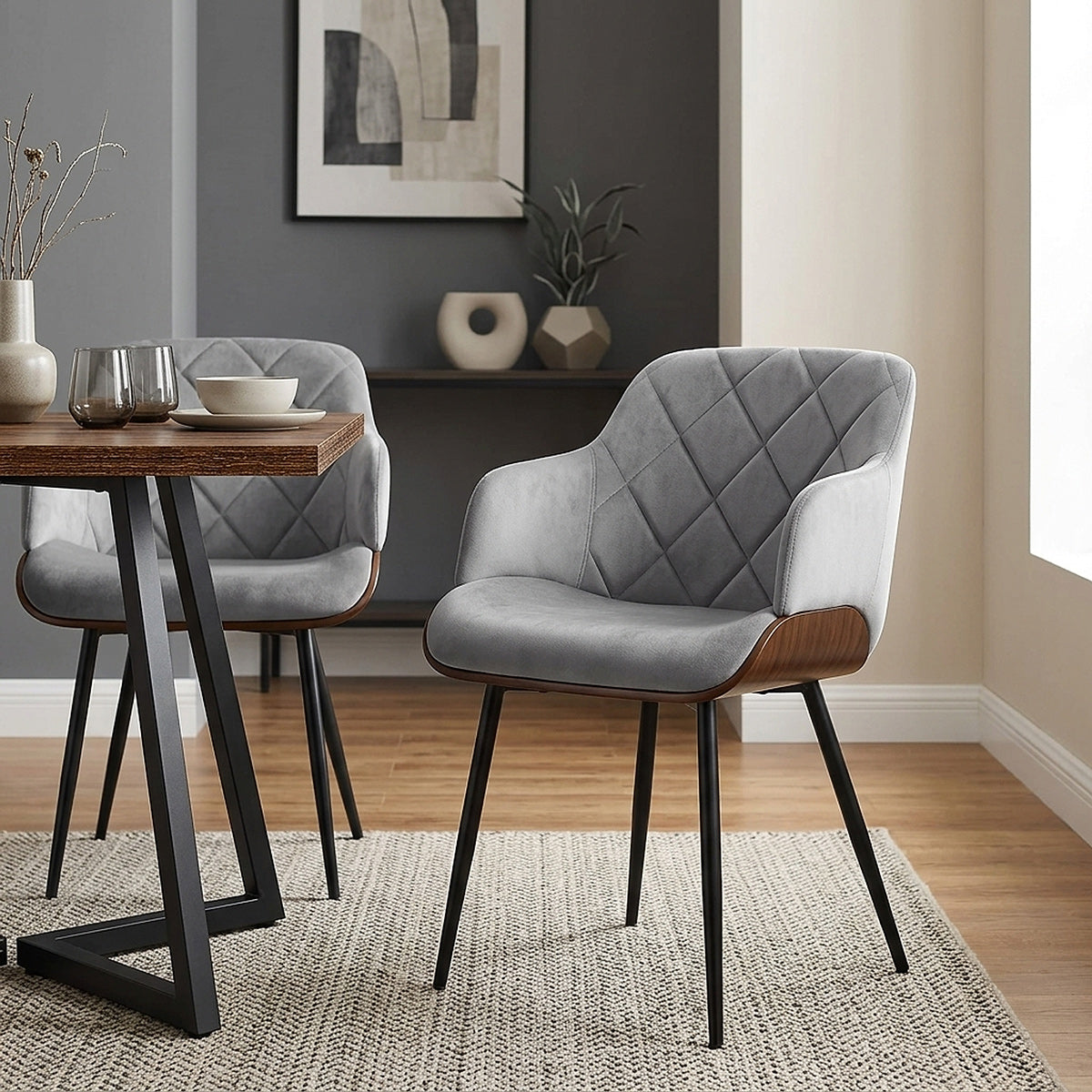Dakota Dining Chair Grey Velvet