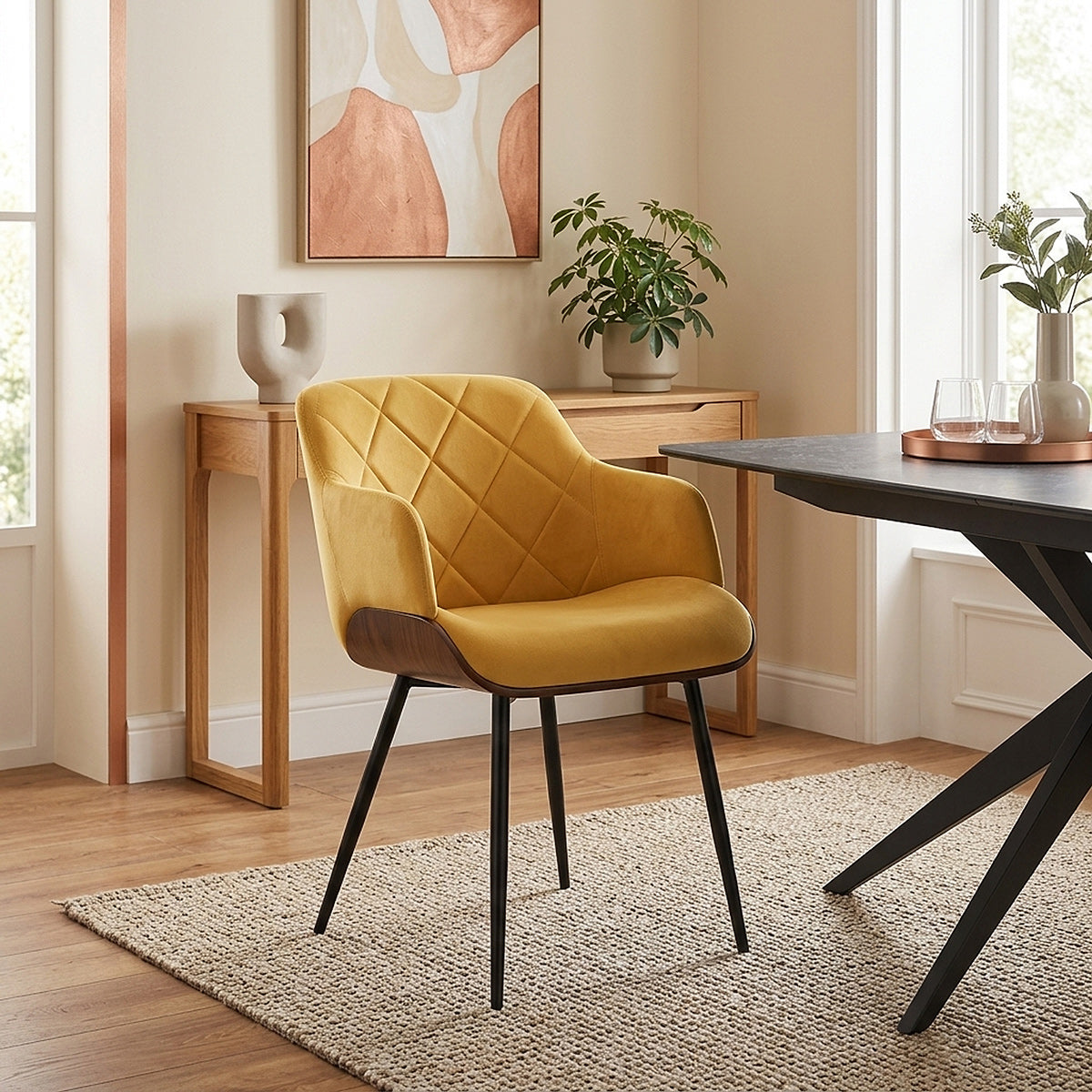 Dakota Dining Chair Mustard Velvet