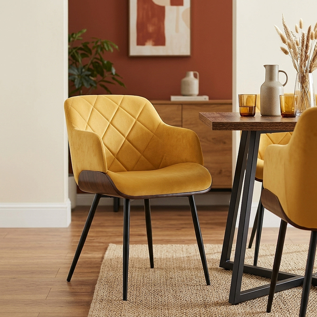 Dakota Dining Chair Mustard Velvet