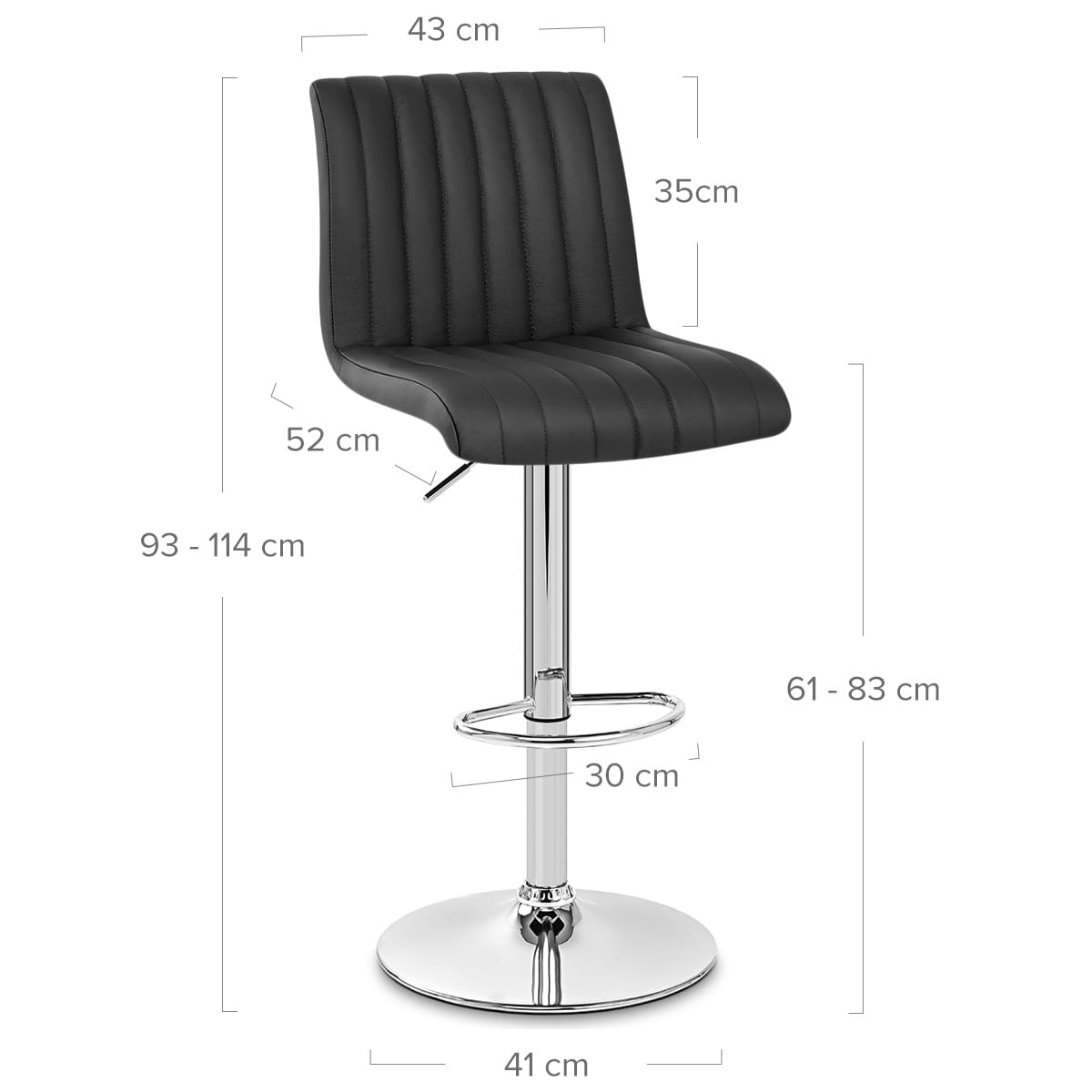 Debut Real Leather Bar Stool Black