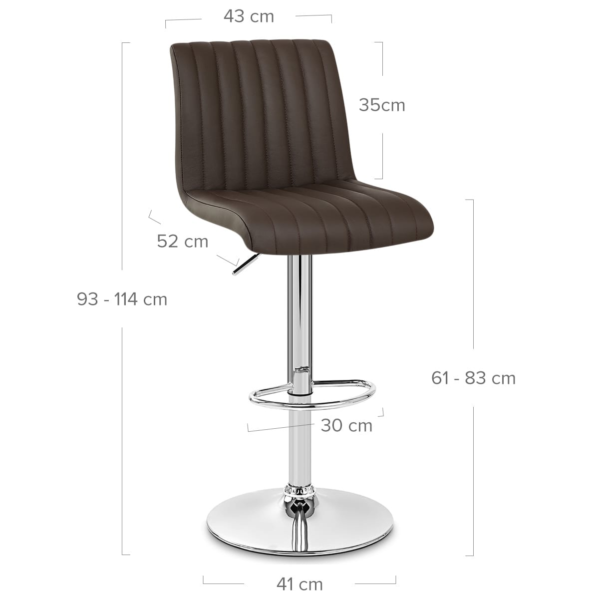 Debut Real Leather Bar Stool Brown
