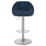 Decco Brushed Stool Blue Velvet