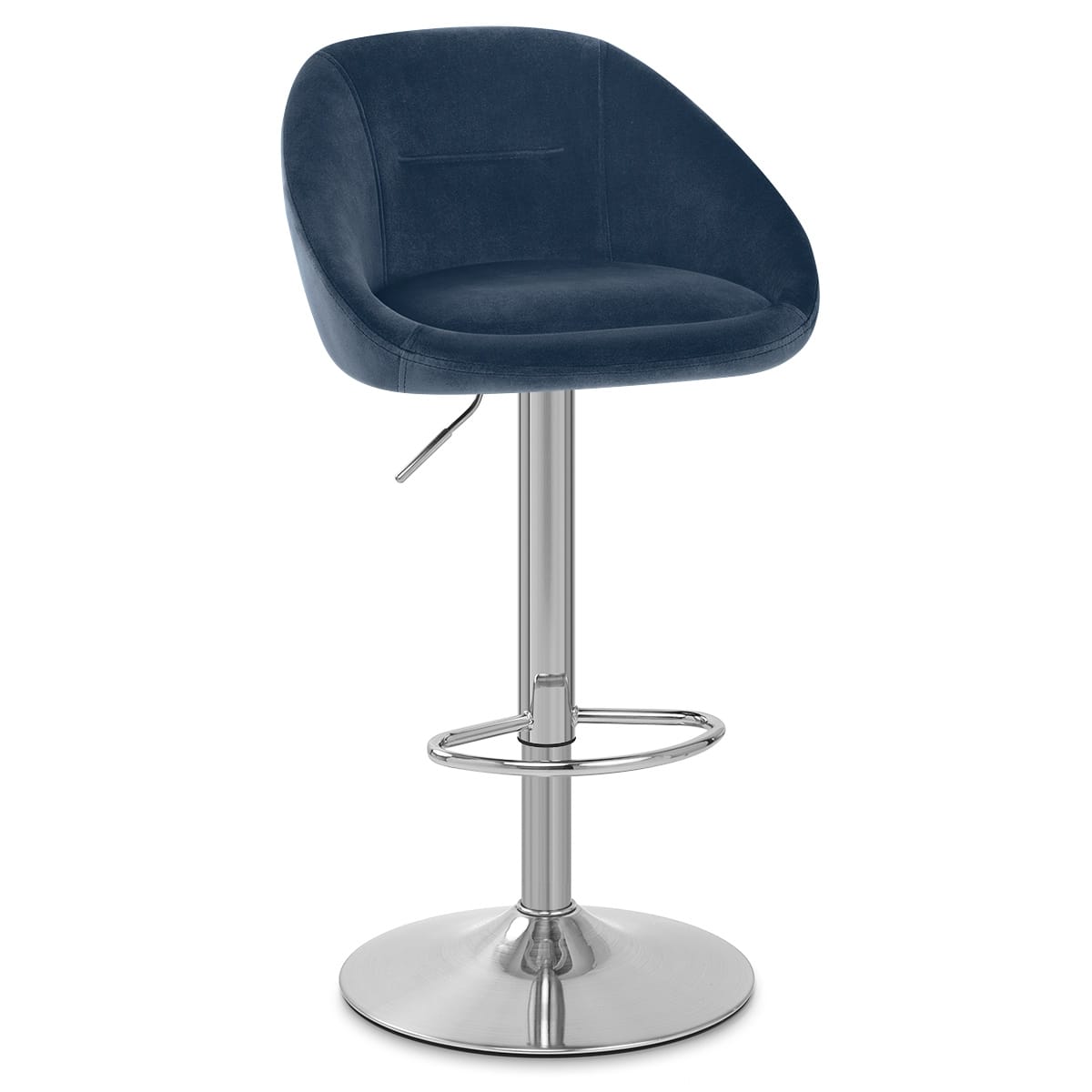 Decco Brushed Stool Blue Velvet