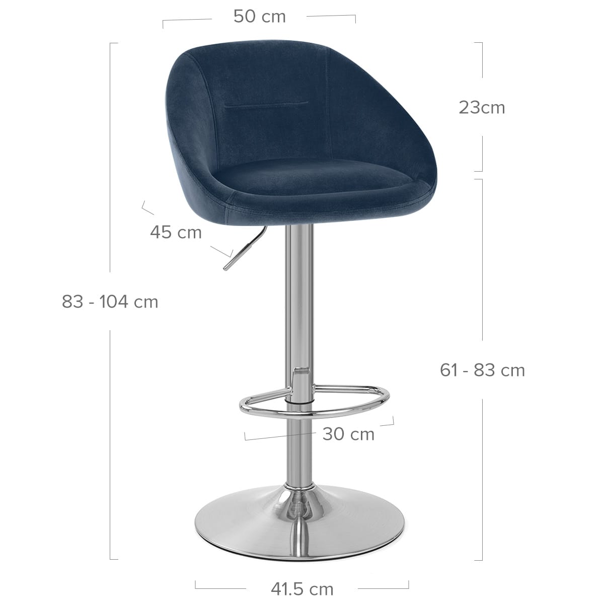 Decco Brushed Stool Blue Velvet