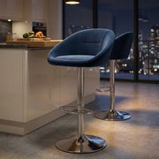 Decco Brushed Stool Blue Velvet