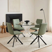 Deco 100cm White Round Glass Table & 4 Genesis Chairs Dining Set