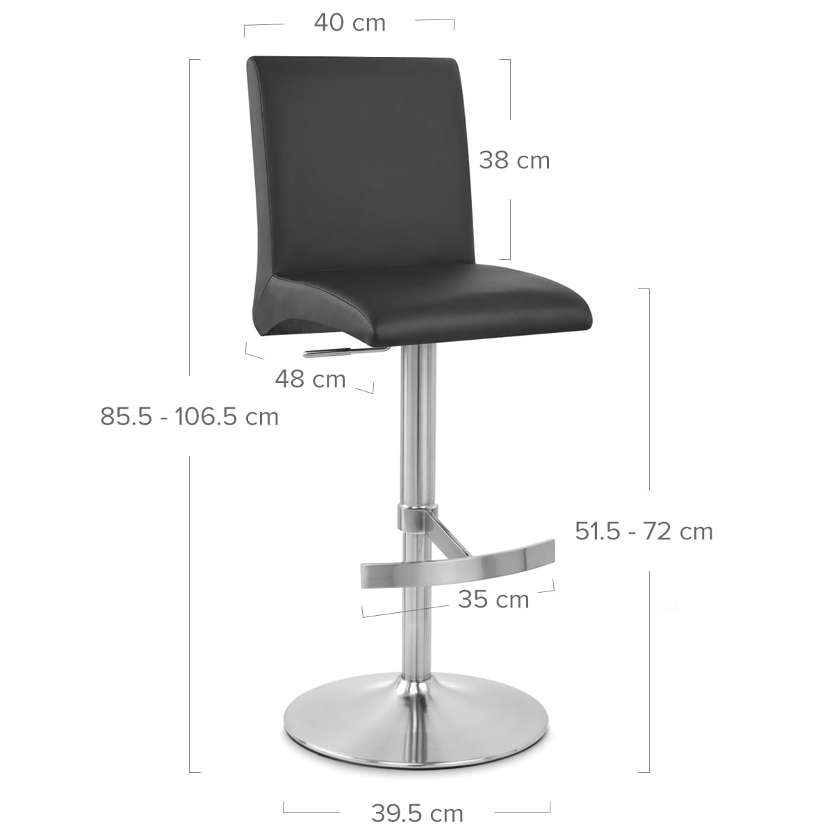 Deluxe Brushed High Back Stool Black