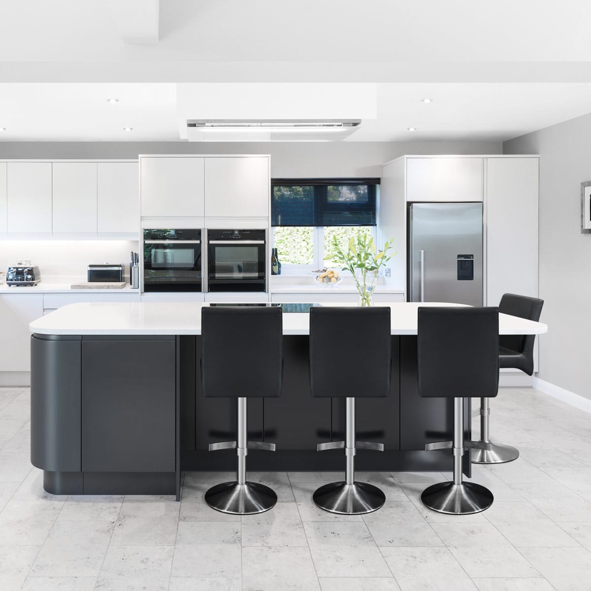 Deluxe Brushed High Back Stool Black