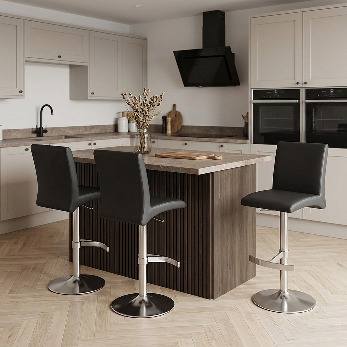Deluxe Brushed High Back Stool Black