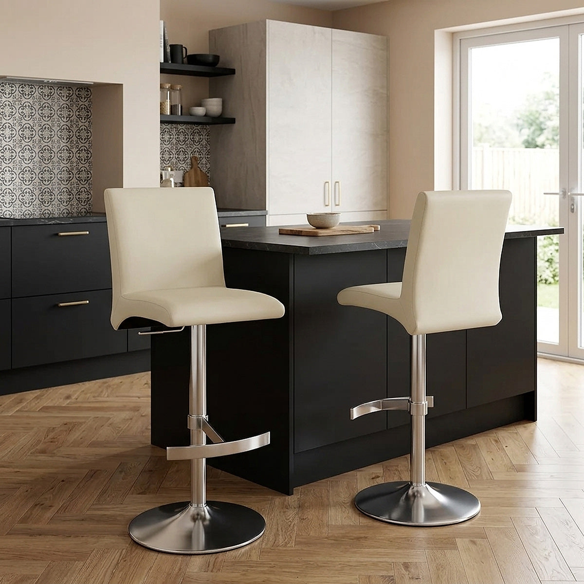 Deluxe Brushed High Back Stool Cream