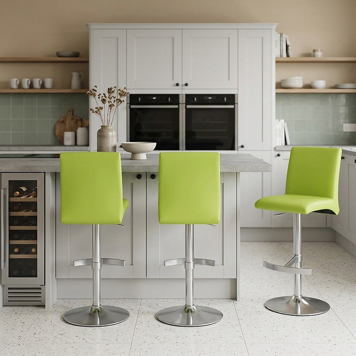 Deluxe Brushed High Back Stool Green