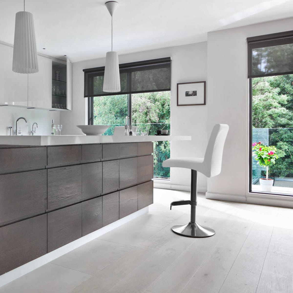 Deluxe Brushed High Back Stool White