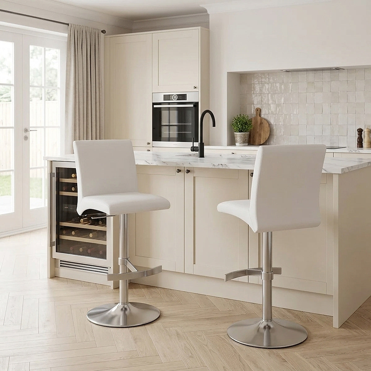 Deluxe Brushed High Back Stool White