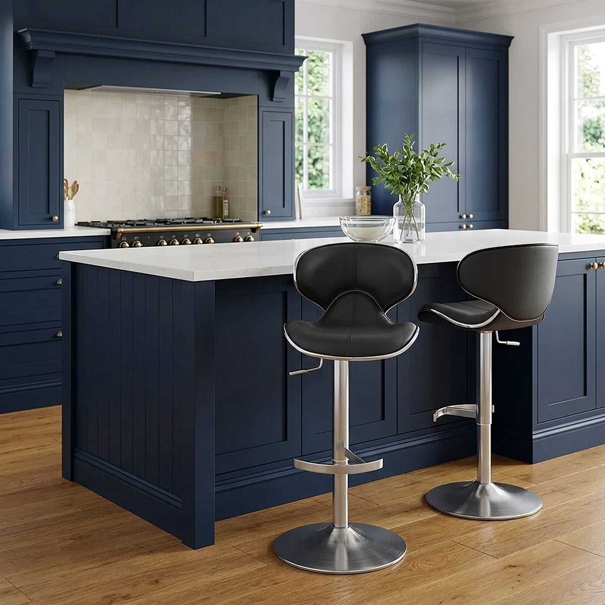 Deluxe Duo Leather Brushed Stool Black