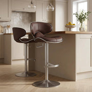 Deluxe Duo Leather Brushed Stool Brown