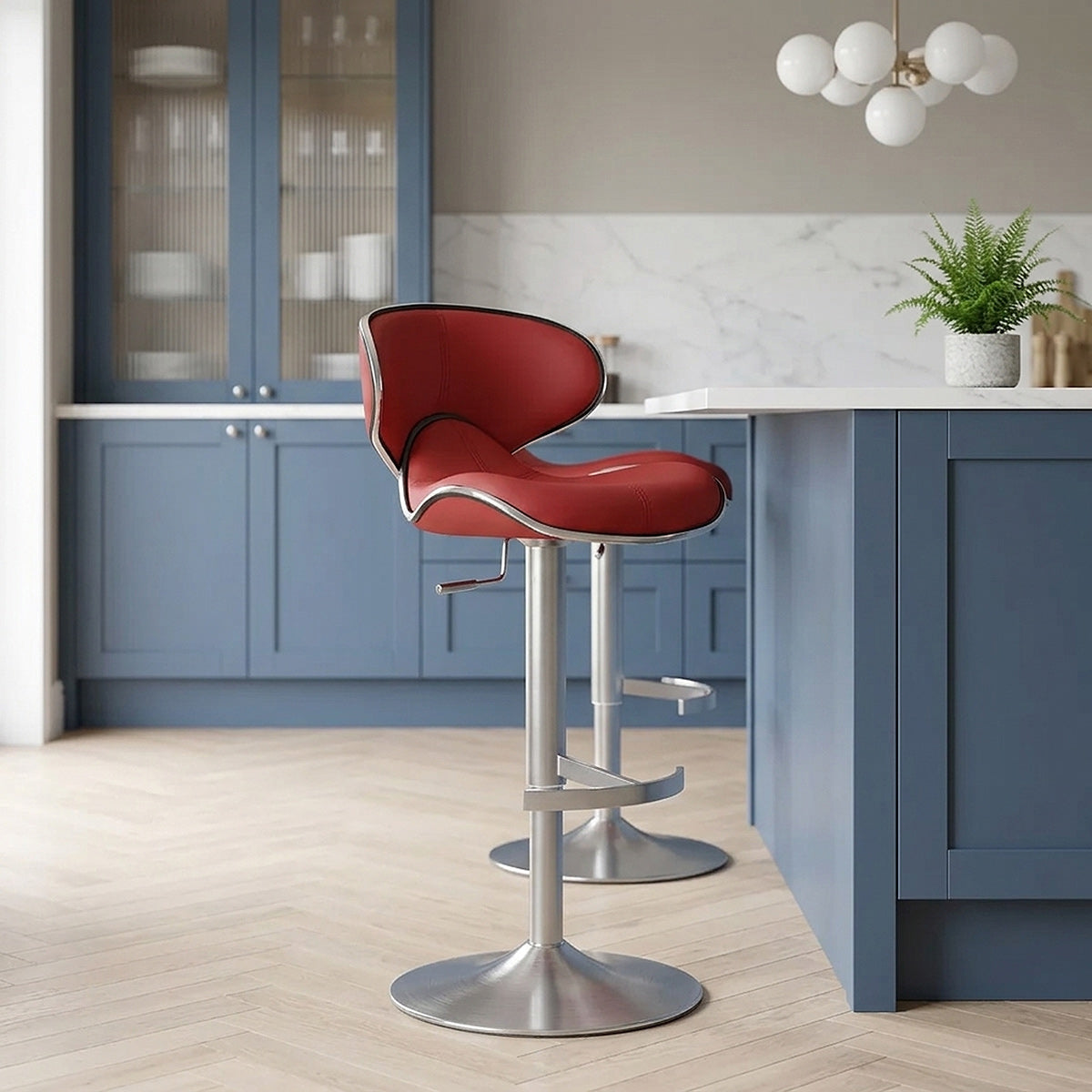 Deluxe Duo Leather Brushed Stool Red