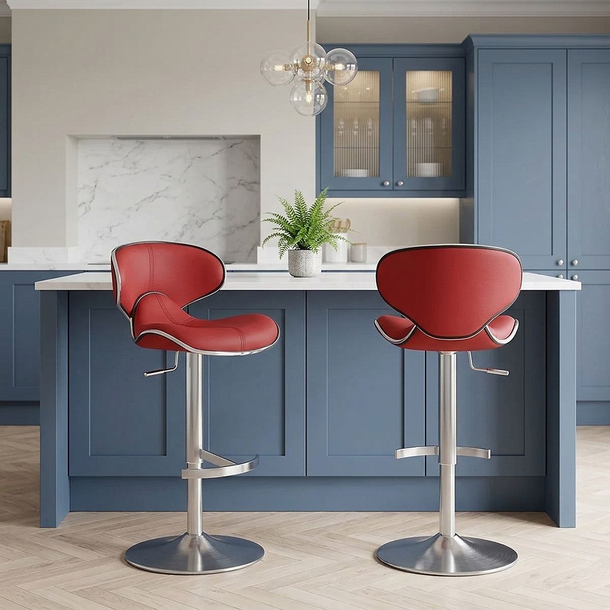 Deluxe Duo Leather Brushed Stool Red