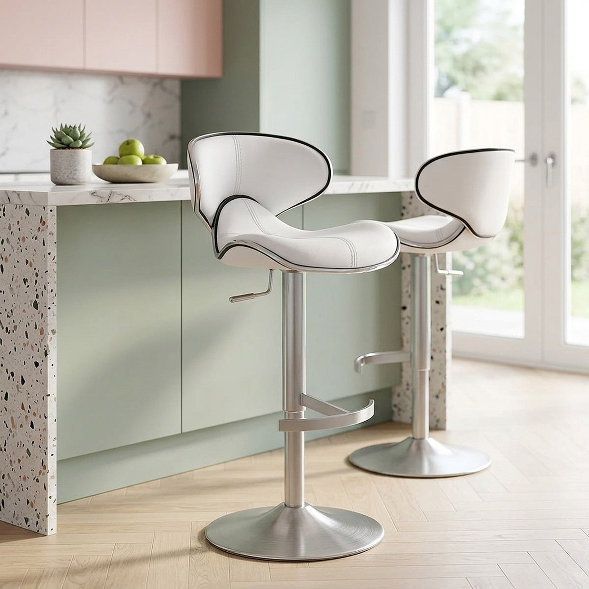 Deluxe Duo Leather Brushed Stool White