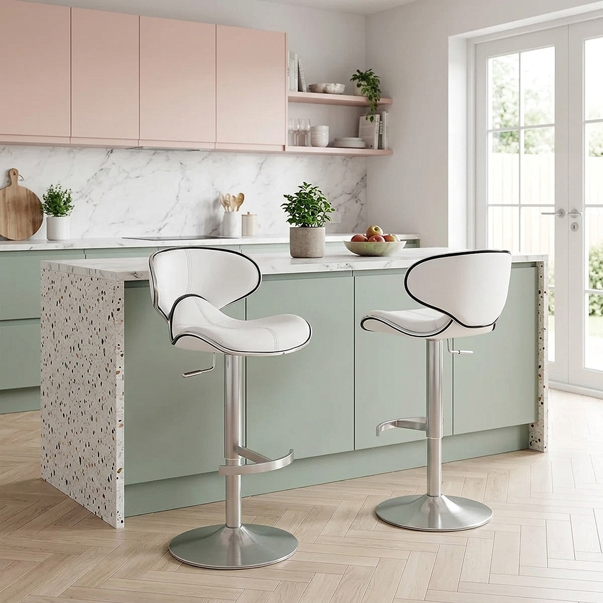 Deluxe Duo Leather Brushed Stool White