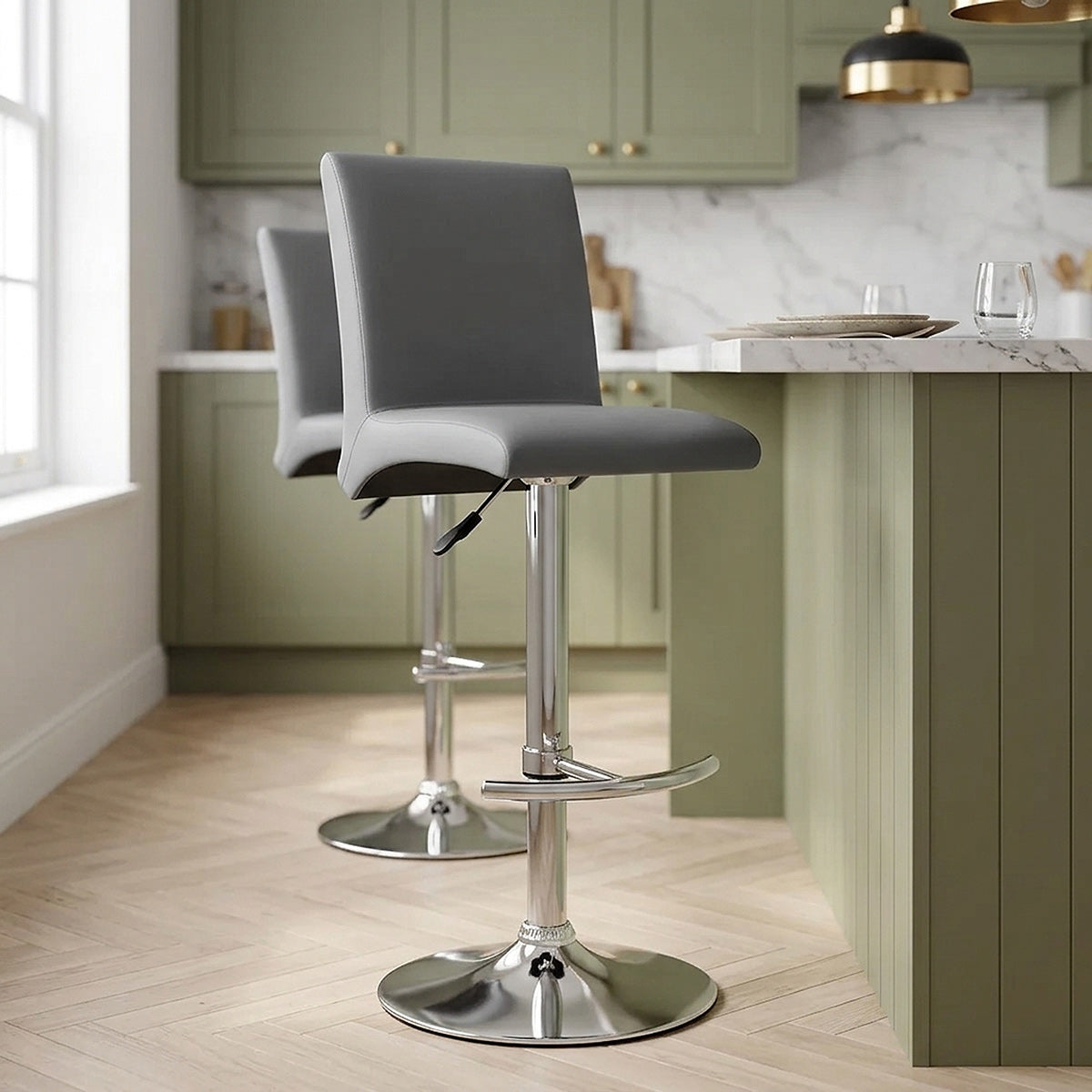 Deluxe High Back Stool Grey