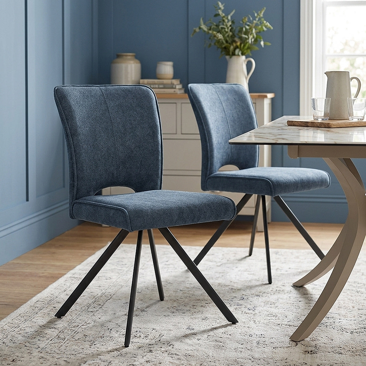 Dexter Dining Chair Blue Fabric