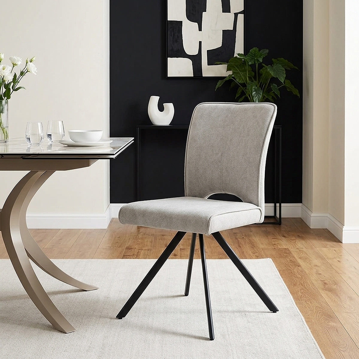 Dexter Dining Chair Light Grey Fabric