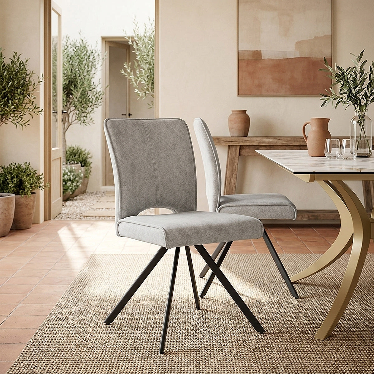 Dexter Dining Chair Light Grey Fabric