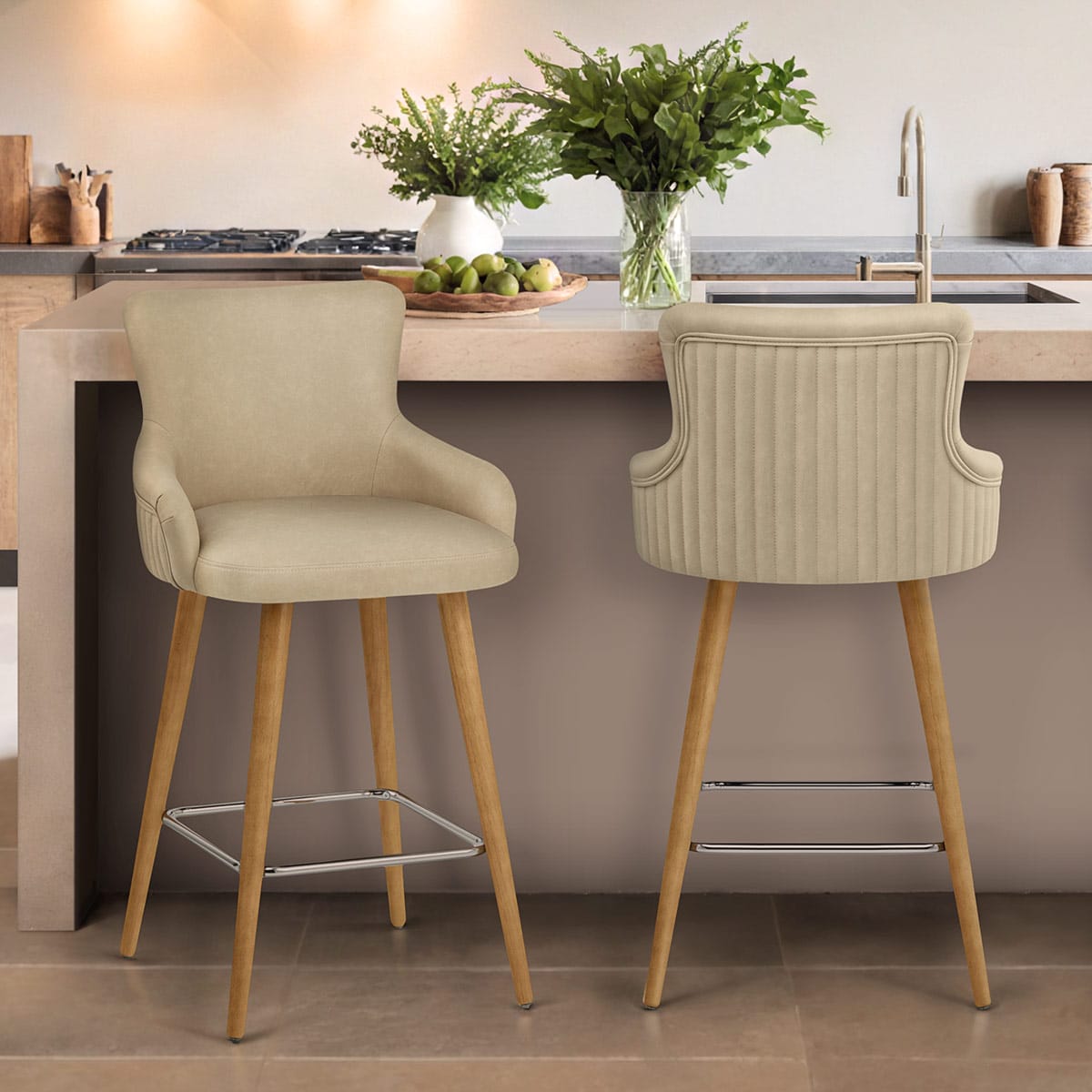 Diablo Oak Bar Stool Beige