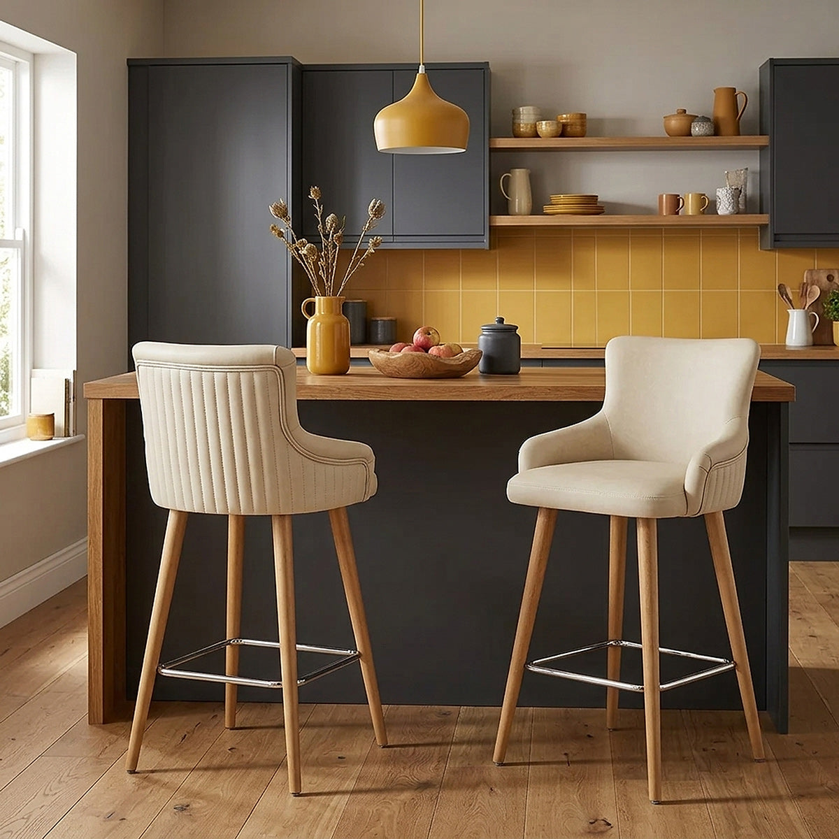 Diablo Oak Bar Stool Beige