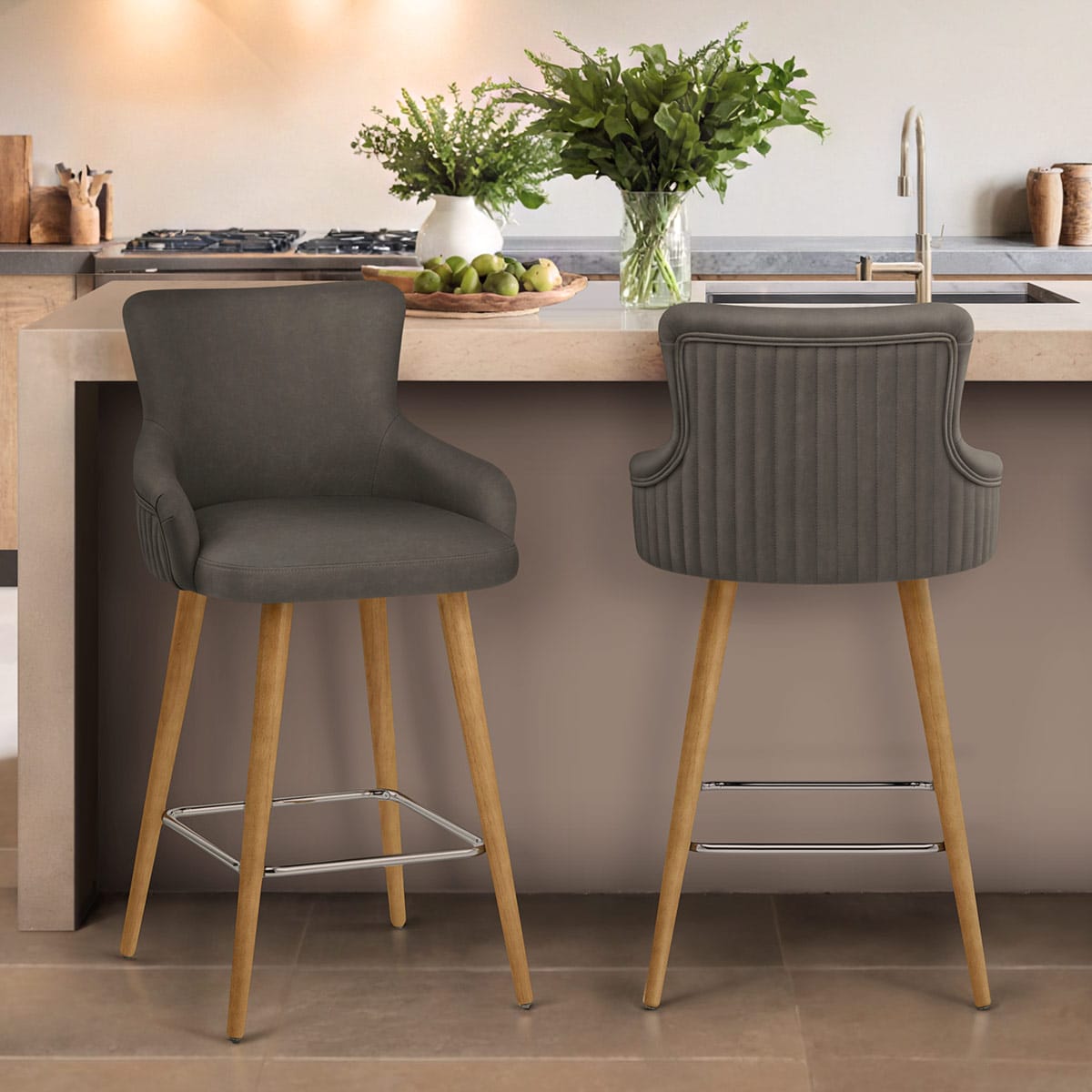 Diablo Oak Bar Stool Grey