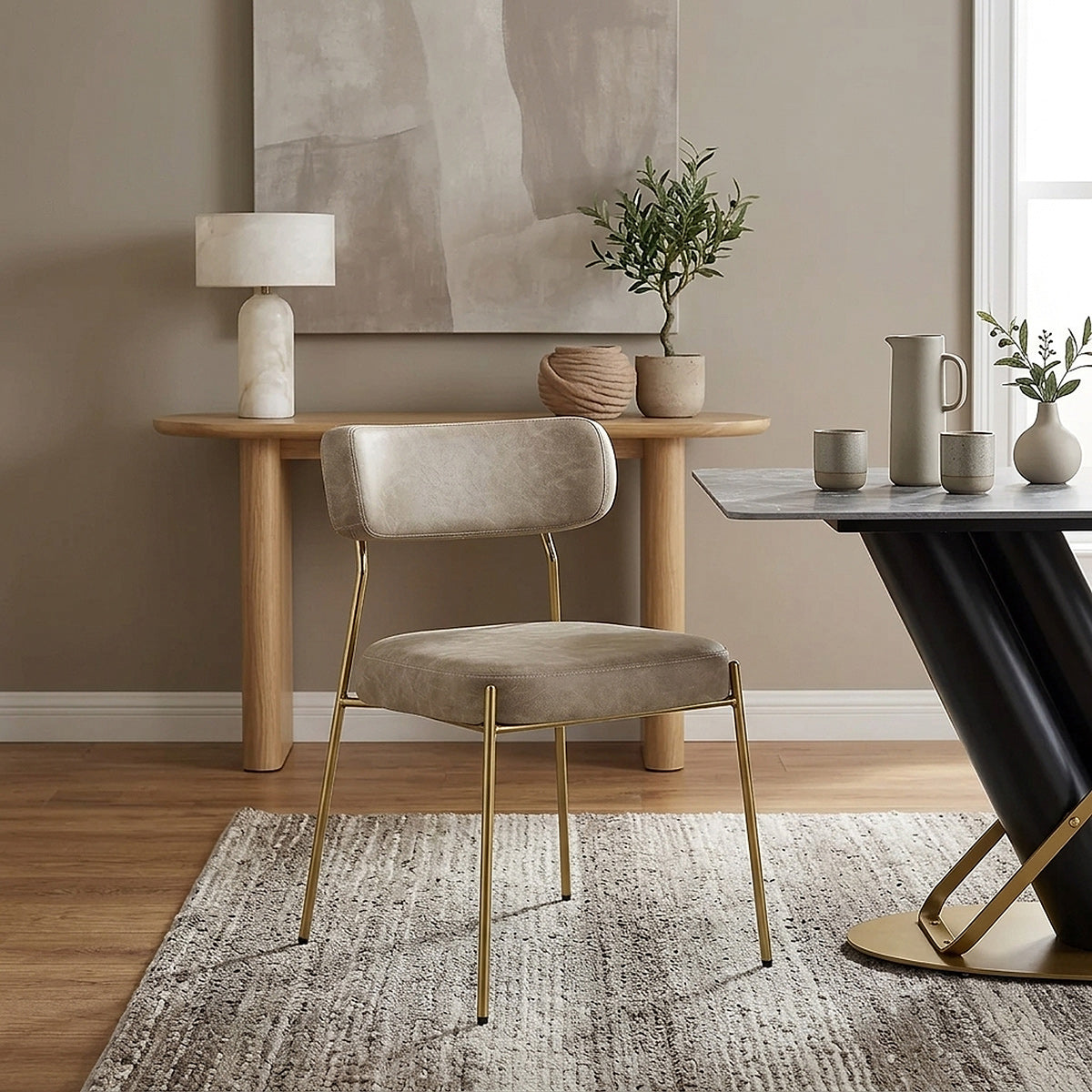 Diana Gold Chair Beige