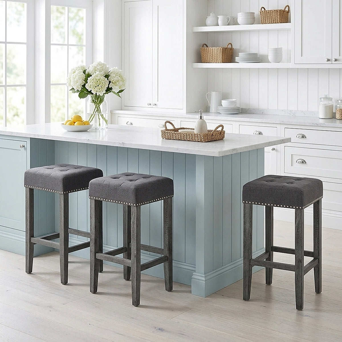 Dove Bar Stool Charcoal Fabric